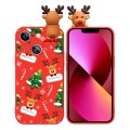 For iPhone 13 mini Colored Drawing Deer Relief Doll Soft TPU Phone Case(Christmas Tree and Deer)