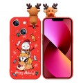 For iPhone 13 mini Colored Drawing Deer Relief Doll Soft TPU Phone Case(Snowman and Deer)
