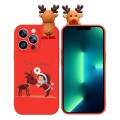 For iPhone 13 Pro Colored Drawing Deer Relief Doll Soft TPU Phone Case(Child and Deer)