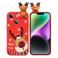 For iPhone 14 Colored Drawing Deer Relief Doll Soft TPU Phone Case(Cute Elk)