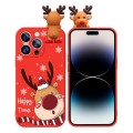 For iPhone 14 Pro Colored Drawing Deer Relief Doll Soft TPU Phone Case(Cute Elk)
