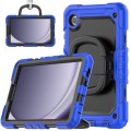 For Samsung Galaxy Tab A9 Handle Silicone Hydric PC Tablet Case with Shoulder Strap(Dark Blue)
