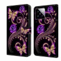 For Xiaomi 14 Crystal 3D Shockproof Protective Leather Phone Case(Purple Flower Butterfly)
