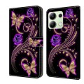 For Xiaomi Redmi Note 13 4G Crystal 3D Shockproof Protective Leather Phone Case(Purple Flower Butter
