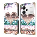 For Xiaomi Redmi Note 13 Pro+ Crystal 3D Shockproof Protective Leather Phone Case(Pink Diamond Heart