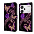 For Xiaomi Redmi Note 13 Pro+ Crystal 3D Shockproof Protective Leather Phone Case(Purple Flower Butt