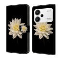 For Xiaomi Redmi K70E Crystal 3D Shockproof Protective Leather Phone Case(White Flower)