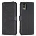 For Nokia C12 Four-leaf Embossed Leather Phone Case(Black)