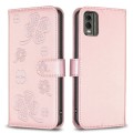 For Nokia C12 Four-leaf Embossed Leather Phone Case(Pink)