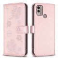 For Nokia C22 Four-leaf Embossed Leather Phone Case(Pink)