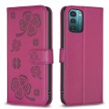 For Nokia G11 / G21 Four-leaf Embossed Leather Phone Case(Rose Red)