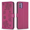 For Nokia G42 / G310 Four-leaf Embossed Leather Phone Case(Rose Red)
