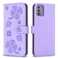 For Nokia G42 / G310 Four-leaf Embossed Leather Phone Case(Purple)