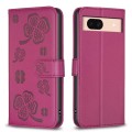 For Google Pixel 8a Four-leaf Embossed Leather Phone Case(Rose Red)