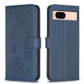 For Google Pixel 8a Four-leaf Embossed Leather Phone Case(Blue)
