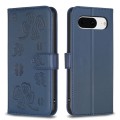 For Google Pixel 8 Four-leaf Embossed Leather Phone Case(Blue)