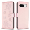 For Google Pixel 8 Four-leaf Embossed Leather Phone Case(Pink)