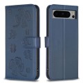 For Google Pixel 8 Pro Four-leaf Embossed Leather Phone Case(Blue)