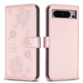 For Google Pixel 8 Pro Four-leaf Embossed Leather Phone Case(Pink)