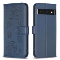 For Google Pixel 7 Pro Four-leaf Embossed Leather Phone Case(Blue)