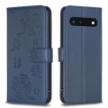 For Google Pixel 7 Four-leaf Embossed Leather Phone Case(Blue)