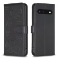 For Google Pixel 7 Four-leaf Embossed Leather Phone Case(Black)