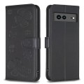 For Google Pixel 7a Four-leaf Embossed Leather Phone Case(Black)