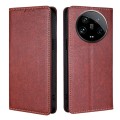 For Xiaomi 14 Ultra 5G Gloss Oil Solid Color Magnetic Leather Phone Case(Brown)