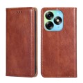 For Itel S23 Plus 4G Gloss Oil Solid Color Magnetic Leather Phone Case(Brown)