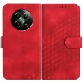 For Realme 12 5G Global YX0060 Elephant Head Embossed Phone Leather Case with Lanyard(Red)