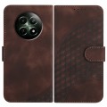 For Realme 12 5G Global YX0060 Elephant Head Embossed Phone Leather Case with Lanyard(Coffee)