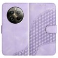 For Realme 12+ 5G Global YX0060 Elephant Head Embossed Phone Leather Case with Lanyard(Light Purple)