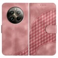 For Realme 12+ 5G Global YX0060 Elephant Head Embossed Phone Leather Case with Lanyard(Pink)