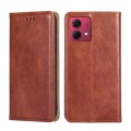 For Motorola Moto G84 5G Gloss Oil Solid Color Magnetic Leather Phone Case(Brown)