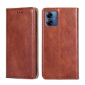 For Motorola Moto G14 4G Gloss Oil Solid Color Magnetic Leather Phone Case(Brown)