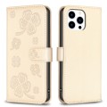 For iPhone 15 Pro Max Four-leaf Embossed Leather Phone Case(Gold)