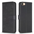 For iPhone 7 / 8 / SE 2022 Four-leaf Embossed Leather Phone Case(Black)