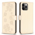 For iPhone 12 / 12 Pro Four-leaf Embossed Leather Phone Case(Gold)