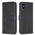 For iPhone XS Max Four-leaf Embossed Leather Phone Case(Black)