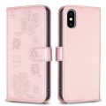 For iPhone XS Max Four-leaf Embossed Leather Phone Case(Pink)
