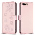 For iPhone 7 Plus / 8 Plus Four-leaf Embossed Leather Phone Case(Pink)
