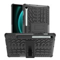 For Samsung Galaxy Tab S9 FE Tire Texture TPU + PC Tablet Case with Holder(Black)
