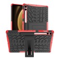For Samsung Galaxy Tab S9 FE+ Tire Texture TPU + PC Tablet Case with Holder(Red)
