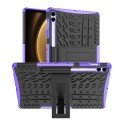 For Samsung Galaxy Tab S9 FE+ Tire Texture TPU + PC Tablet Case with Holder(Purple)