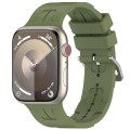 For Apple Watch SE 2023 44mm H Texture Silicone Ladder Buckle Watch Band(Army Green)