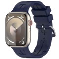 For Apple Watch SE 2023 44mm H Texture Silicone Ladder Buckle Watch Band(Midnight)