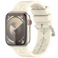 For Apple Watch SE 2023 44mm H Texture Silicone Ladder Buckle Watch Band(Starlight)