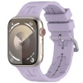 For Apple Watch SE 2023 44mm H Texture Silicone Ladder Buckle Watch Band(Purple)