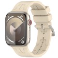 For Apple Watch SE 2023 40mm H Texture Silicone Ladder Buckle Watch Band(Khaki)