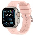 For Apple Watch Ultra 2 49mm H Texture Silicone Ladder Buckle Watch Band(Retro Rose)